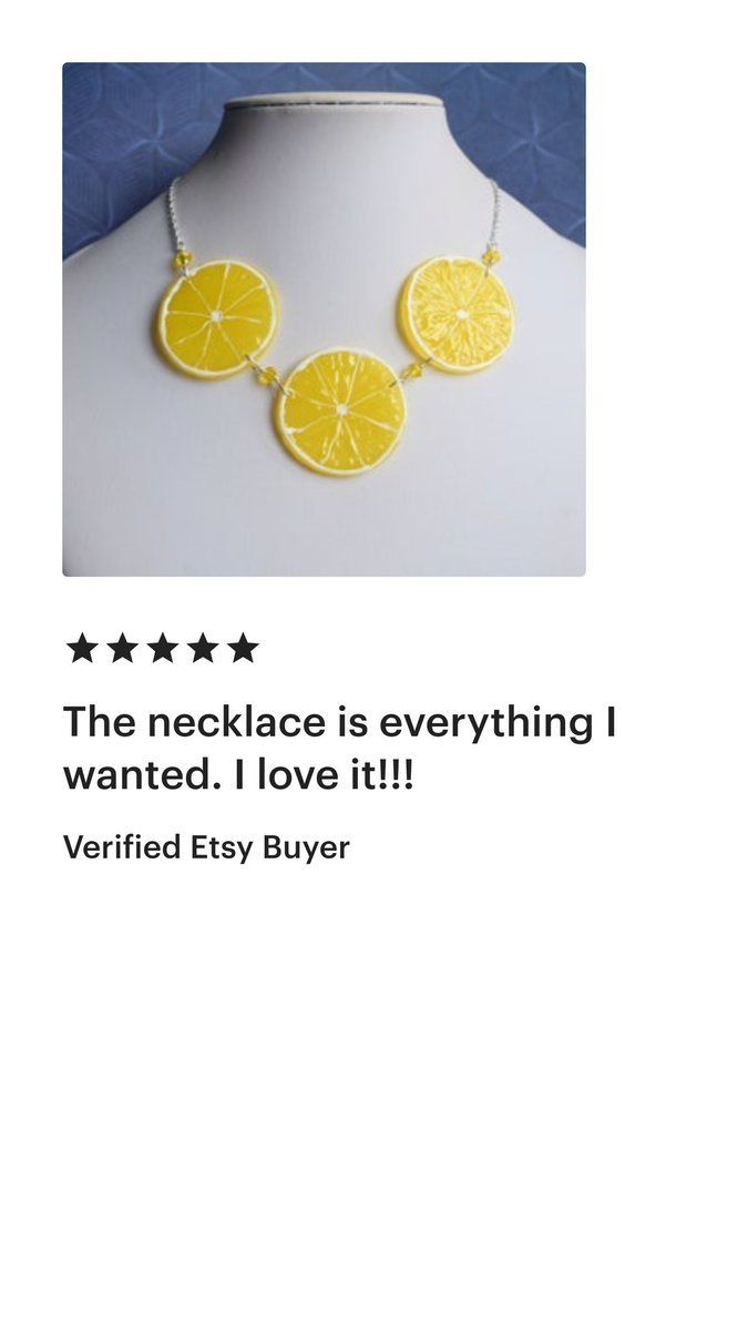 SarahDaisyBlue's tweet image. Reviews like this make my little heart happy 🥰
#lemon #necklace #citrus #etsyreview

bluebirdsanddaisies.etsy.com/listing/993254…