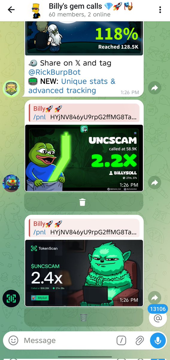 majorrngm's tweet image. 2.4x on  my Tg call  on $UNSCAM

Early CA always on TG 

Join our  vip group to get early alpha calls on trending memecoin before they take off

HYjNV846yU9rpG2ffMG8TaHJdBUWm1tPuttj2Dmkpump

DM now let's get you started

#memecoin #Solana #Degen