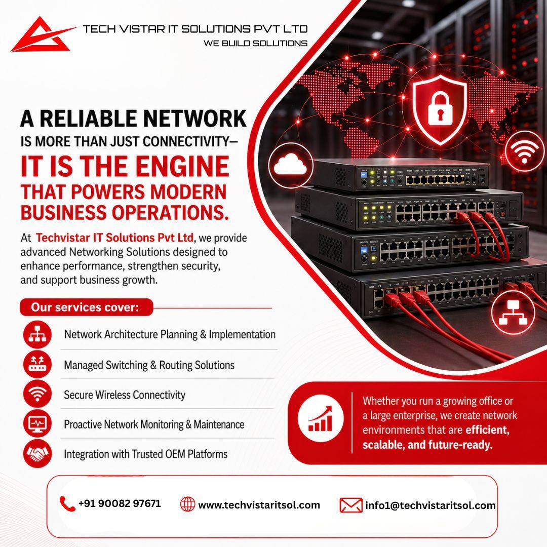 techvistar_IT's tweet image. Strong networks don’t just connect systems—they power business growth.
Upgrade to smarter, faster, and more secure networking with TechVistar IT Solutions.
#NetworkingSolutions #ITInfrastructure #BusinessGrowth #DigitalTransformation #NetworkSecurity #TechVistar
