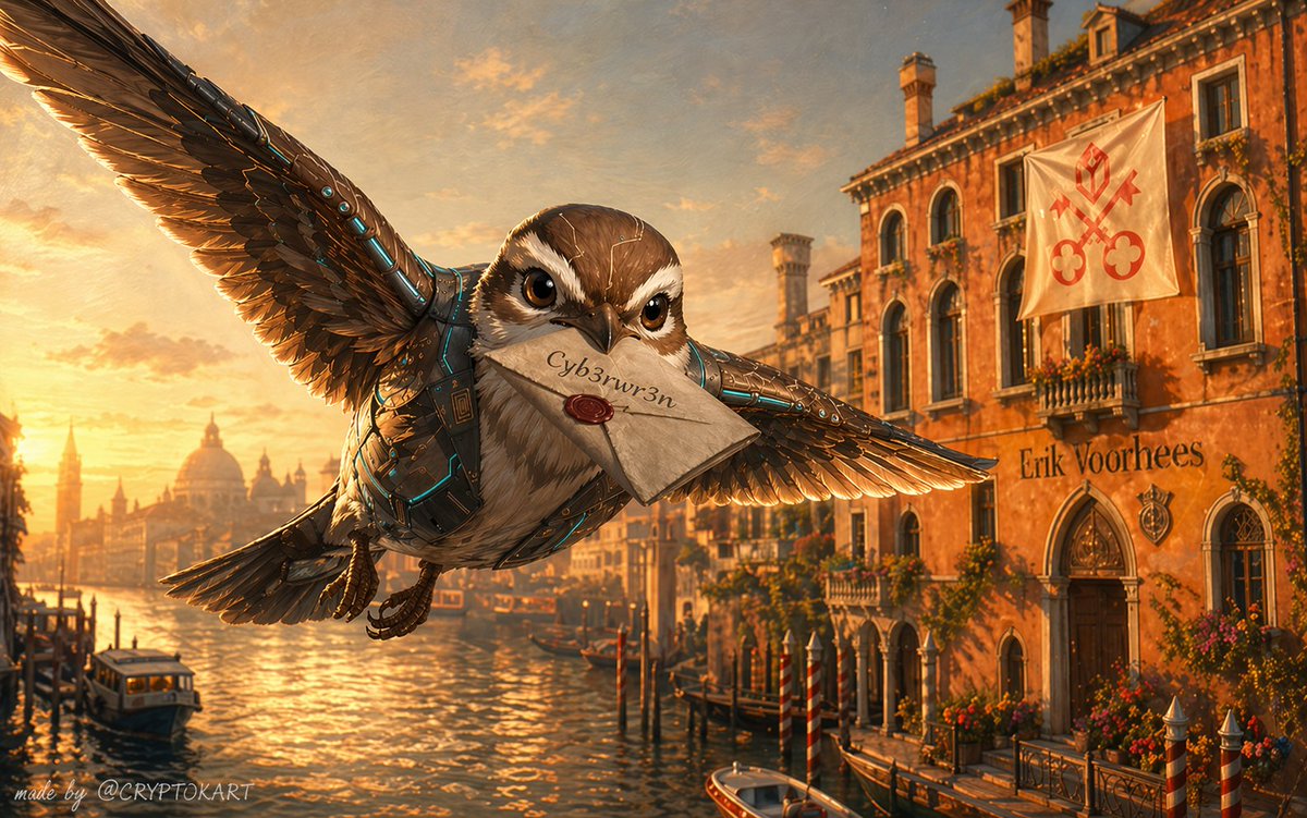 $cyb3rwr3n $VVV

. Strong narrative: tokenized AI agents are trending. Having an agent that runs natively within the Venice ecosystem (with <a href="/ErikVoorhees/">Erik Voorhees</a>  behind the name) adds credibility.

. Excellent asymmetry: ~$2M market cap vs. ~$410M of the “parent” <a href="/AskVenice/">Venice</a> ($VVV). 5%