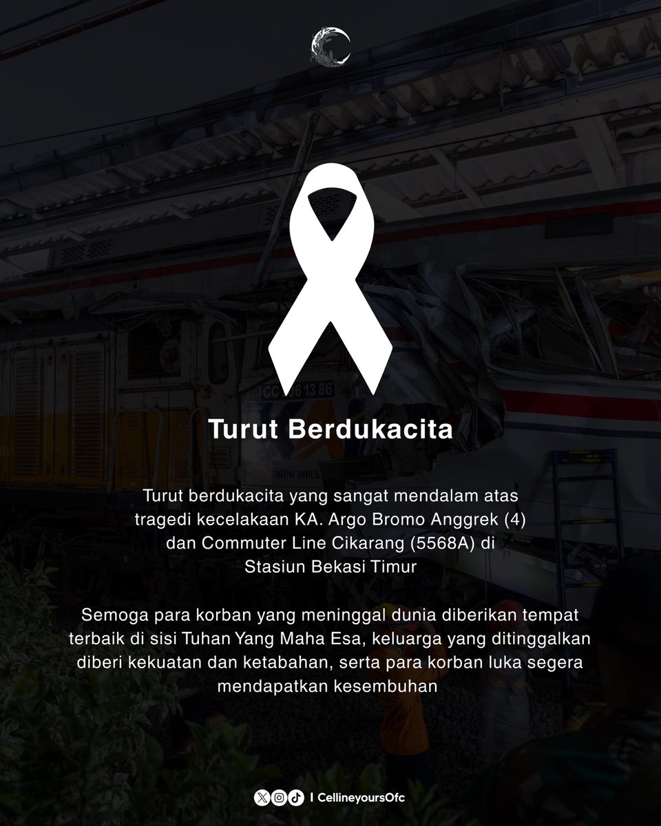 Turut berduka cita kepada seluruh korban atas kecelakaan kereta yang terjadi di Bekasi Timur. 

Kami berharap semoga keluarga yang terkena musibah tersebut selalu di beri kekuatan dan ketabahan atas musibah yang terjadi🥀