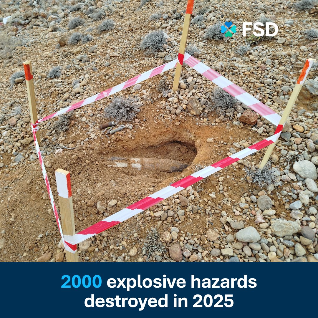 fsd__ch's tweet image. 💣 Removing Deadly Threats

In 2025, FSD teams #safely destroyed more than 2,000 explosive hazards, including landmines, improvised explosive devices, unexploded ordnance, and submunitions.

Each item destroyed removes a hidden danger and helps make land safer for #communities.