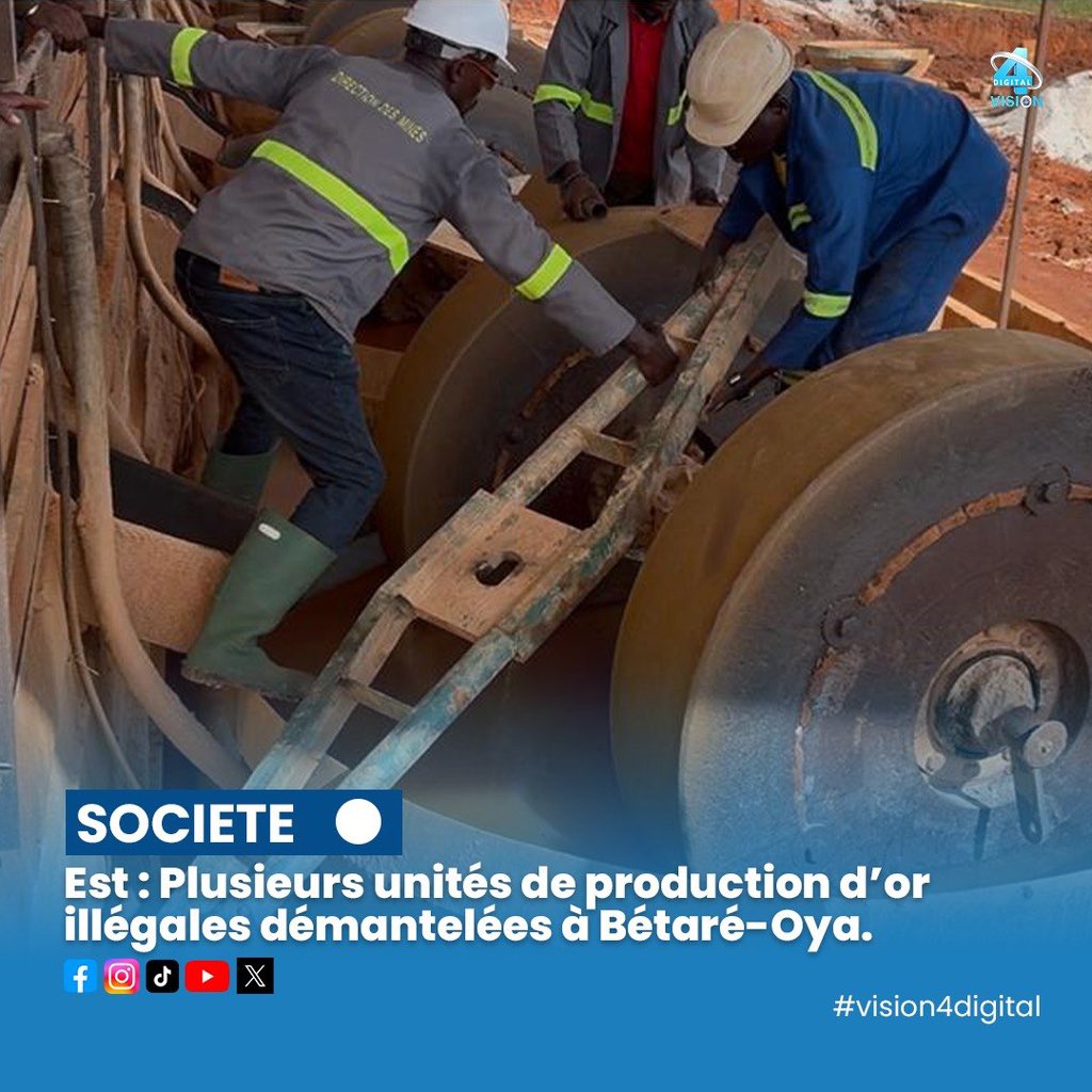 vision4_tv's tweet image. 🚨 Coup de filet à Bétaré-Oya !
Plusieurs sites d’orpaillage illégal démantelés sous la supervision du MINMIDT.

⛏️ Activités sans autorisation
📉 Production déclarée suspecte

👉 Le débat sur la gestion minière est relancé.

#Cameroun #Or #Mines #Transparence