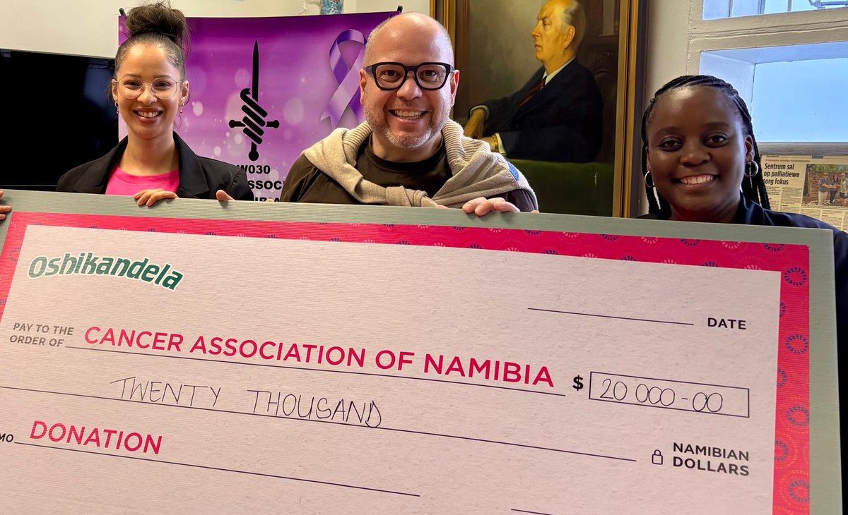 ohlthaverlist's tweet photo. Oshikandela has presented a N$20,000 donation to the Cancer Association of Namibia (CAN). The funds were raised via the 2025 "More to Support" campaign through sales of the Strawberry 2kg variant. 

Read more : https://t.co/8fObaTtYtk

#OLGroup  #OLPersona https://t.co/ZSu2InoK6l