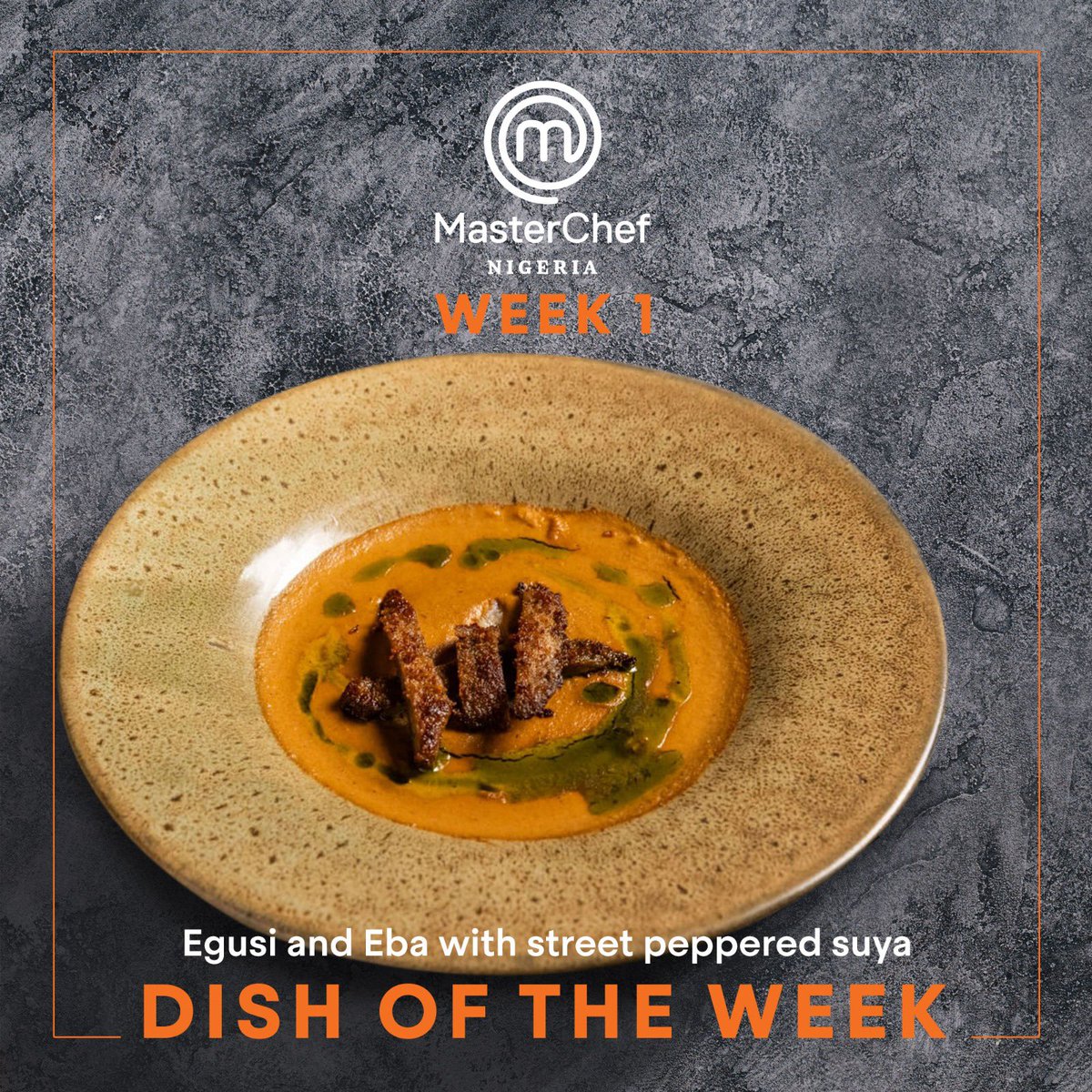 masterchefngr's tweet photo. Okayyyy, David cooked and left no crumbs! 🔥 The Dish of the Week is serving premium Naija flavor: Eba, Egusi puree, and Suya beef. 🤤 Can you recreate this in your own kitchen?Repeat broadcast this Wednesday, 7PM on Africa Magic Showcase and Africa Magic Family! #DishOfTheWeek https://t.co/KGpmcAvuCE