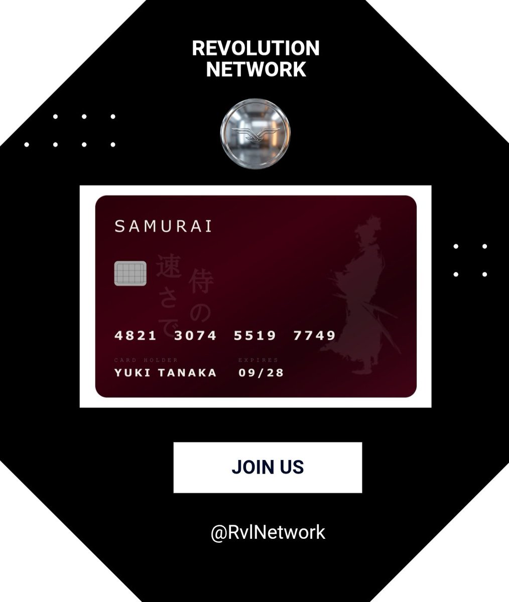 Major Milestone: 'Samurai' 🇯🇵 Crypto Card is officially licensed by Visa and Mastercard 💳

​We are proud to be the exclusive Turkey 🇹🇷 partner for this massive initiative. 

Bridging the gap between traditional finance and Web3 with global standards.

​🔗 rvl.network