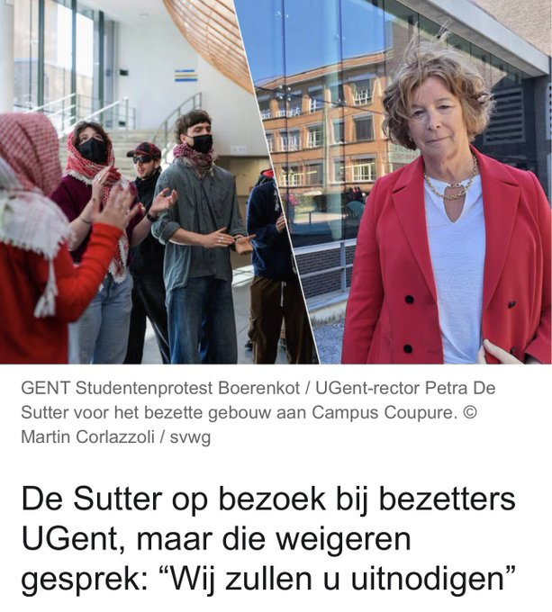 JufS_Hofstade's tweet photo. Als je nu eens totaal geen respect afdwingt. Wat een rector... En ondertussen de studenten in gevaar brengen #UGent #DeSutter https://t.co/9ox1zq2W7T