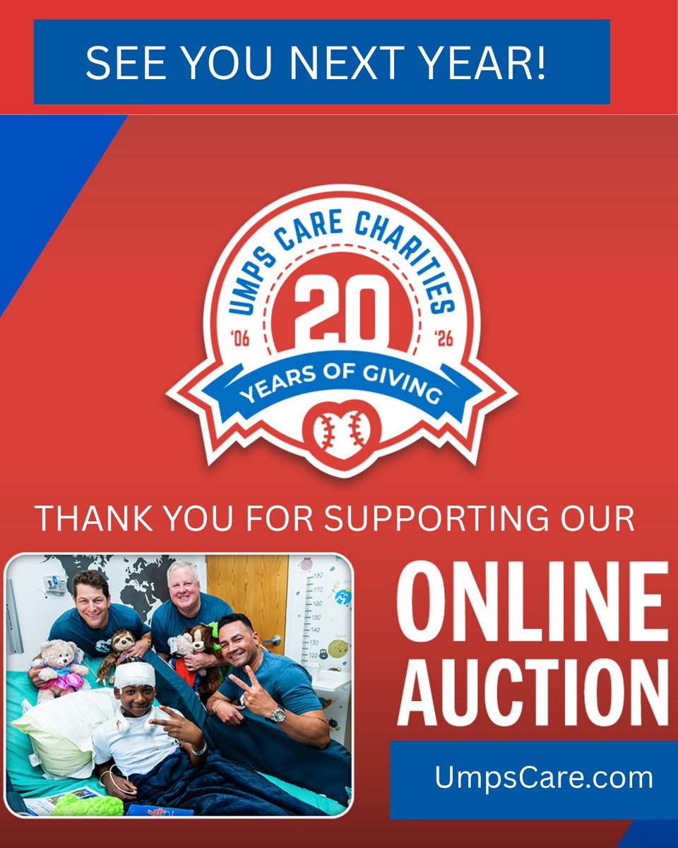 UmpsCare's tweet photo. Thank you to everyone who participated in our annual online auction! https://t.co/wSYMy5rZ1d
