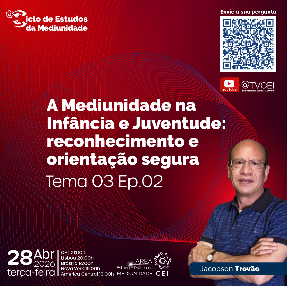 SocialCei's tweet photo. 📅Terça-feira
Horários: Nova Iorque – 15h | Brasília – 16h | Lisboa – 20h | CET – 21h
Um convite para estudar e praticar a mediunidade de forma consciente e responsável.
#mediunidade #cei #ciclodeestudosmediunidade #estudoespirita #doutrinaespirita #jacobsontrovao #livesespiritas https://t.co/cCOR1NJsc7