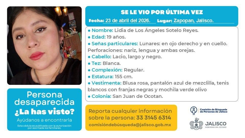VMGlezR's tweet photo. Desaparece una joven en #Zapopan, #Jalisco (San Juan de Ocotán). https://t.co/frHwGKeQ4i