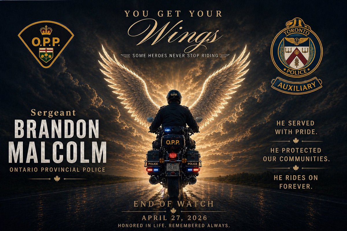 🕯️ Heroes in life, not death.

Sergeant Brandon Malcolm. Northumberland OPP. End of watch: April 27, 2026.

A little-known fact about Brandon: long before he wore the OPP uniform, he started his policing career as a volunteer with the Toronto Police Auxiliary Program at 32