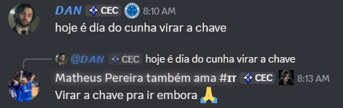 DiscordZeiro's tweet image. Servidor tá confiante na vitória hoje! Vamos #Cruzeiro!