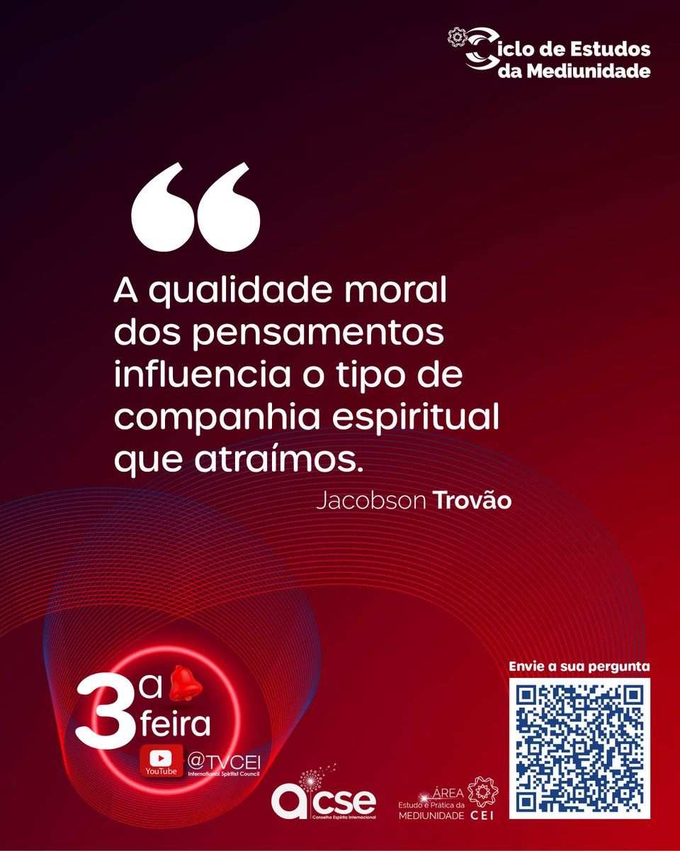 SocialCei's tweet photo. 📅Terça-feira
Horários: Nova Iorque – 15h | Brasília – 16h | Lisboa – 20h | CET – 21h
Um convite para estudar e praticar a mediunidade de forma consciente e responsável.
#mediunidade #cei #ciclodeestudosmediunidade #estudoespirita #doutrinaespirita #jacobsontrovao #livesespiritas https://t.co/cCOR1NJsc7