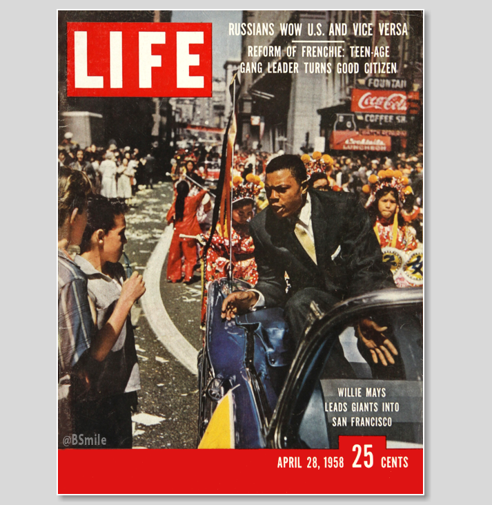 BSmile's tweet image. "Willie Mays Leads Giants Into San Francisco" (LIFE Magazine - April 28, 1958) #MLB #California #Baseball #History #SFGiants