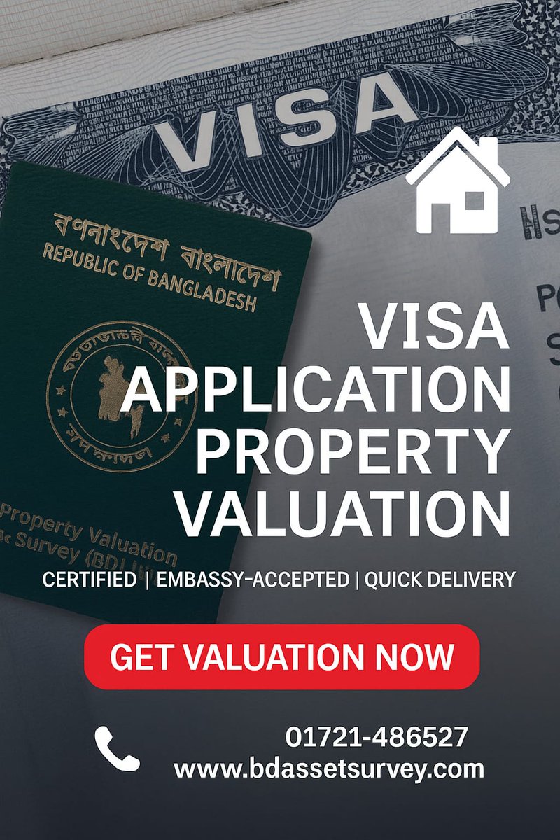 propertyvsbl's tweet image. Asset Valuation for VISA / Immigration purpose. 
আপনার Asset Valuation এর জন্য সাক্ষাৎ করুন Property Valuation &amp;amp; Survey BD Limited এর সাথে।
Phone: 01721-486527,
Email: assetsurvey.bd@gmail.com, 
Website: bdassetsurvey.com 
#propertyvaluation #realestateappraiser