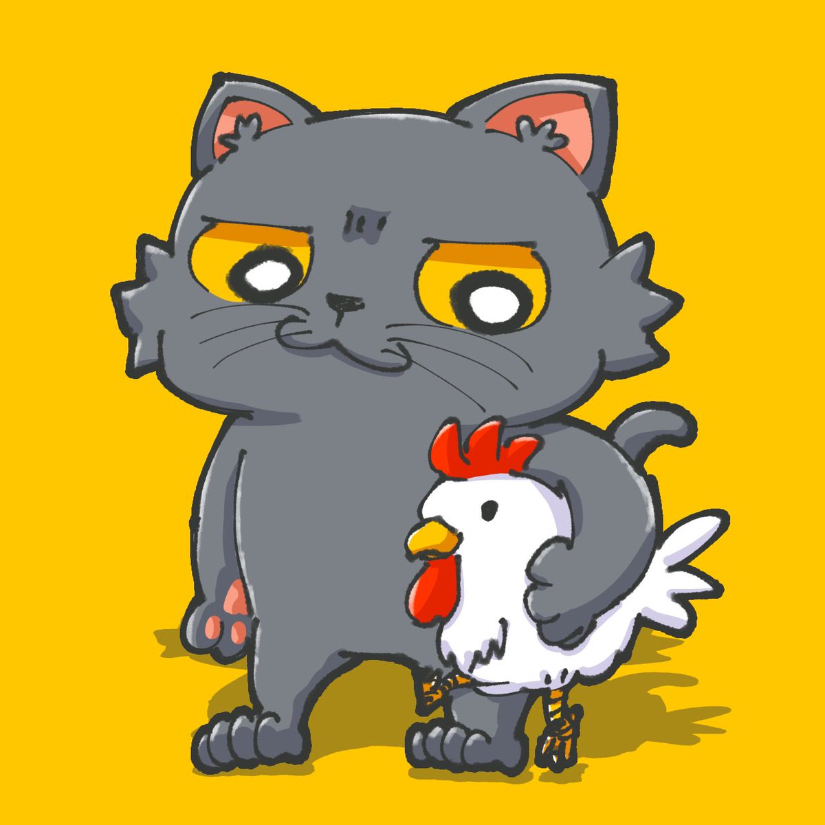 kabutaro04's tweet photo. 今日は鶏の日ですにゃ！🐈‍⬛
こけこけこけこっこー！🐓

#どうくつのクロネコ #ニャロ #イラスト #ニワトリ https://t.co/NRGJwelcFx