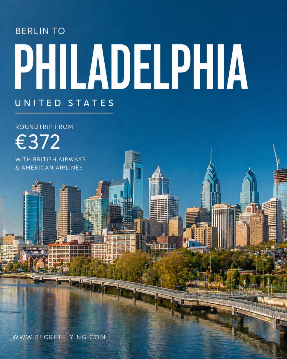 SecretFlying's tweet image. #Berlin, Germany to Philadelphia, USA for only €372 roundtrip with British Airways &amp;amp; American Airlines #TravelTuesday

secretflying.com/posts/berlin-g…