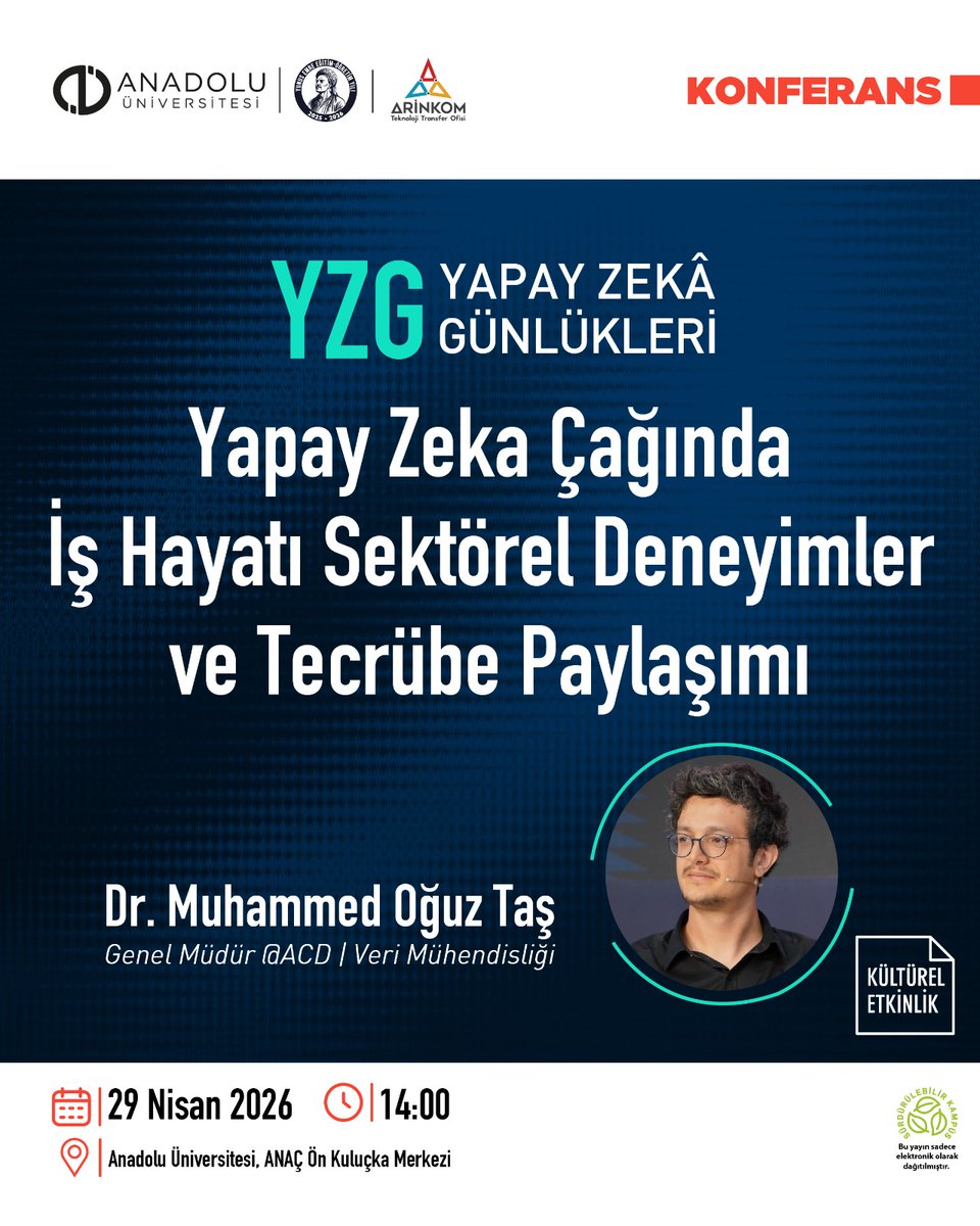 ArinkomTTO's tweet image. 🚀 Yapay Zekâ Günlükleri devam ediyor!
“Yapay Zekâ Çağında İş Hayatı” etkinliğinde yapay zekânın iş dünyasına etkilerini, sektörel deneyimleri ve uygulama örneklerini konuşuyoruz.
🎤 Dr. Muhammed Oğuz Taş
📅 29 Nisan
⏰14.00
📍 ANAÇ Ön Kuluçka Merkezi
#YapayZeka #AI