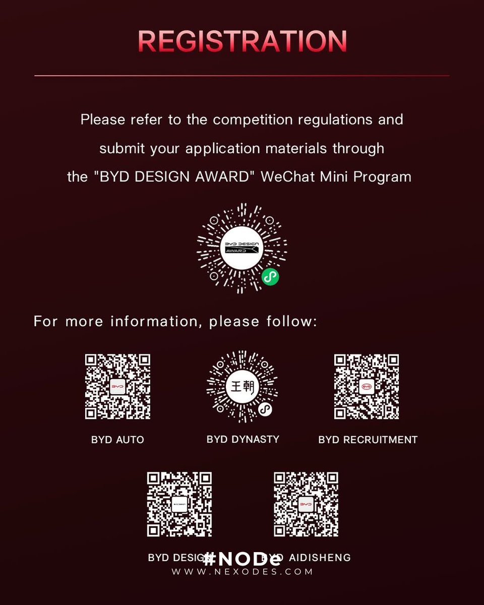 nexodes's tweet image. 🌍 BYD Design Award 2026 – Entries Open! 🚗✨
Theme: Omni-Renewal | Future Mobility Emotional Design. Join us in redefining mobility through emotion and connection. Details: nexodes.com
#BYDDesignAward #FutureMobility #DesignCompetition
