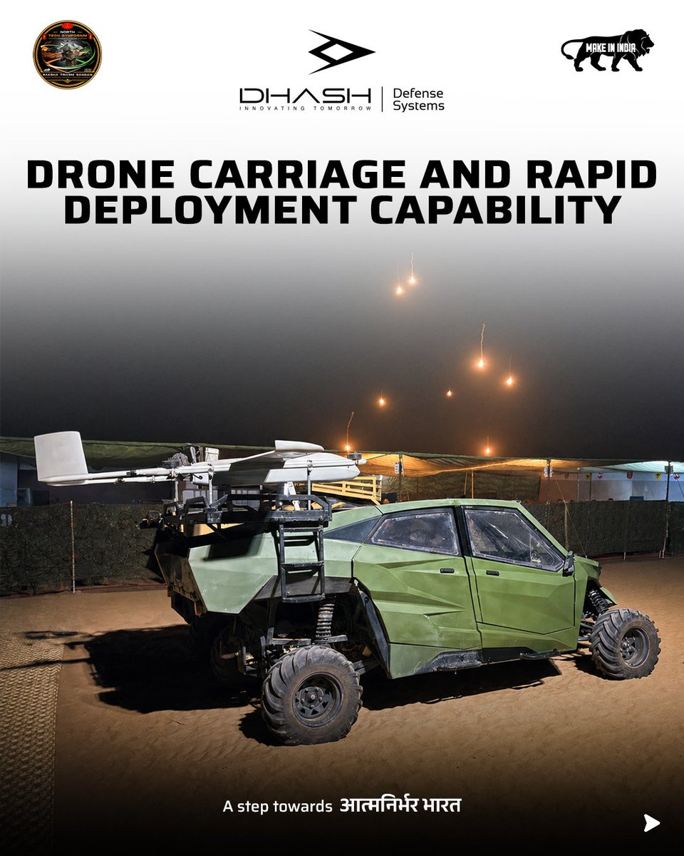 DhashDefense's tweet photo. Showcasing Dhash 4x4 5S, indigenous all-terrain vehicle at NorthTech Symposium.

📍 Stall no. 67 , Hall B, COBRA Auditorium, 
        Prayagraj , Uttar Pradesh
📅 May 4–6, 2026 https://t.co/68uXj8vNuG