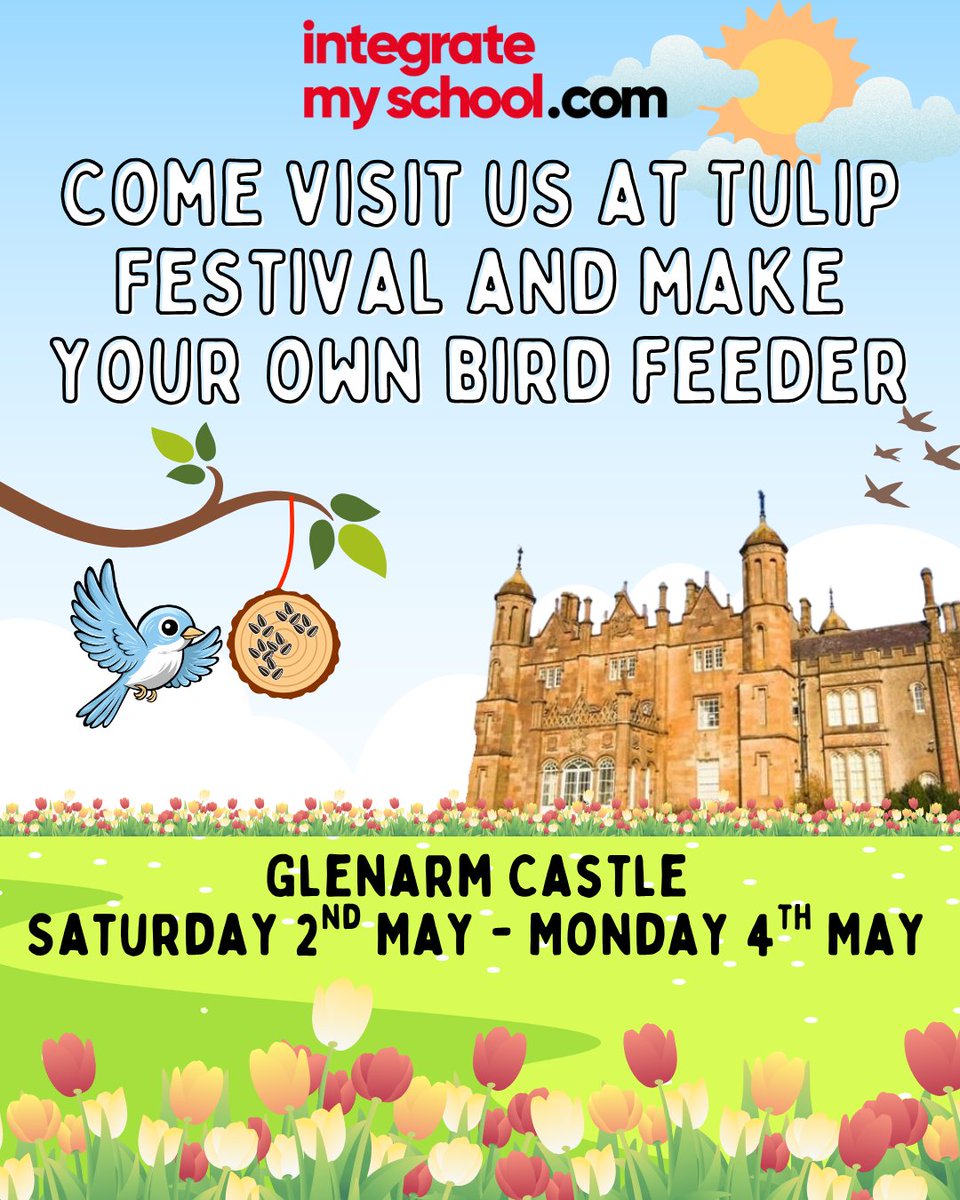 IEFNI's tweet photo. Come visit us at the Tulip Festival @glenarmcastle !  🌷
Team IEF are here all weekend.  We have kids crafts - making your very own bird feeder - and lots of information on Integrated Education.
We look forward to seeing you there!
#glenarm #TulipFestival #IntegrationWorks https://t.co/MMUVpKBIyl