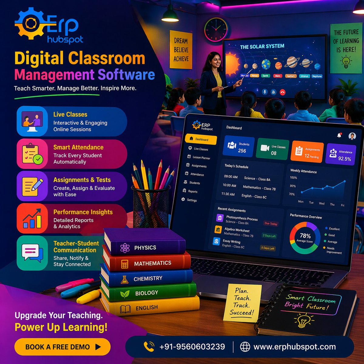 erphubspot's tweet image. Take your classrooms digital with @erphubspot. Manage live classes, assignments, attendance, and student progress with ease—anytime, anywhere.

Engage students better
Track performance instantly
 Stay connected seamlessly

📞 +91 9560603239

#Elearning #DigitalEducation #Noida