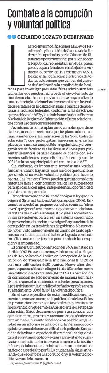 gldubernard's tweet image. #ULTIMAHORA #ASF 
#Corrupción #Impunidad 

Las recientes modificaciones a la Ley de Fiscalización y Rendición de Cuentas de la Federación, representan, sin duda, pasos positivos para fortalecer el trabajo de la Auditoría Superior de la Federación (ASF) @ASF_Mexico  inclusive