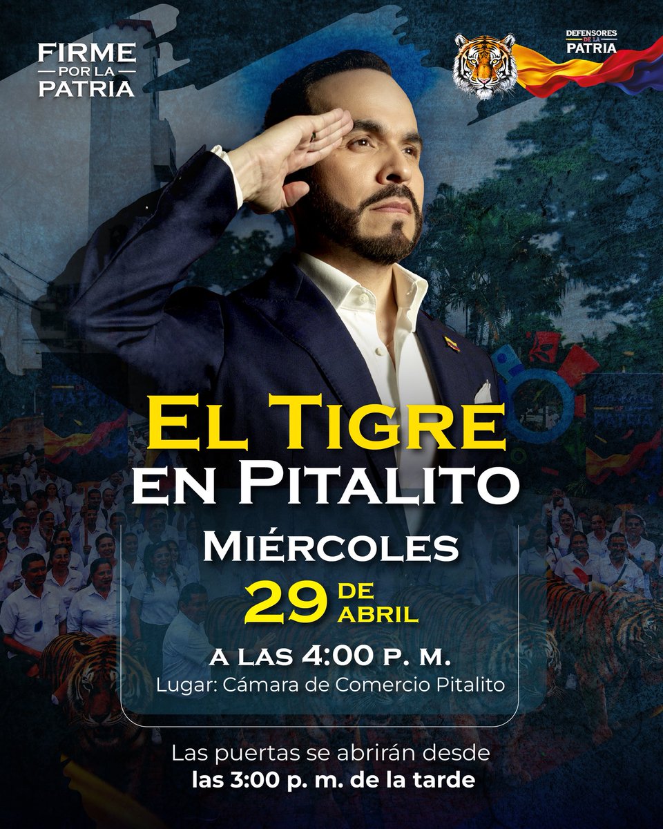 Pitalito, la cita es clara:

🗓 Mañana, Miércoles 29 de abril
🕓 4:00 p. m. (apertura desde las 3:00 p. m.)
📍 Cámara de Comercio de Pitalito

No se quede por fuera. Venga, llegue temprano y haga parte de este momento.
Cuando el Tigre convoca, el Huila responde. 🐅🇨🇴