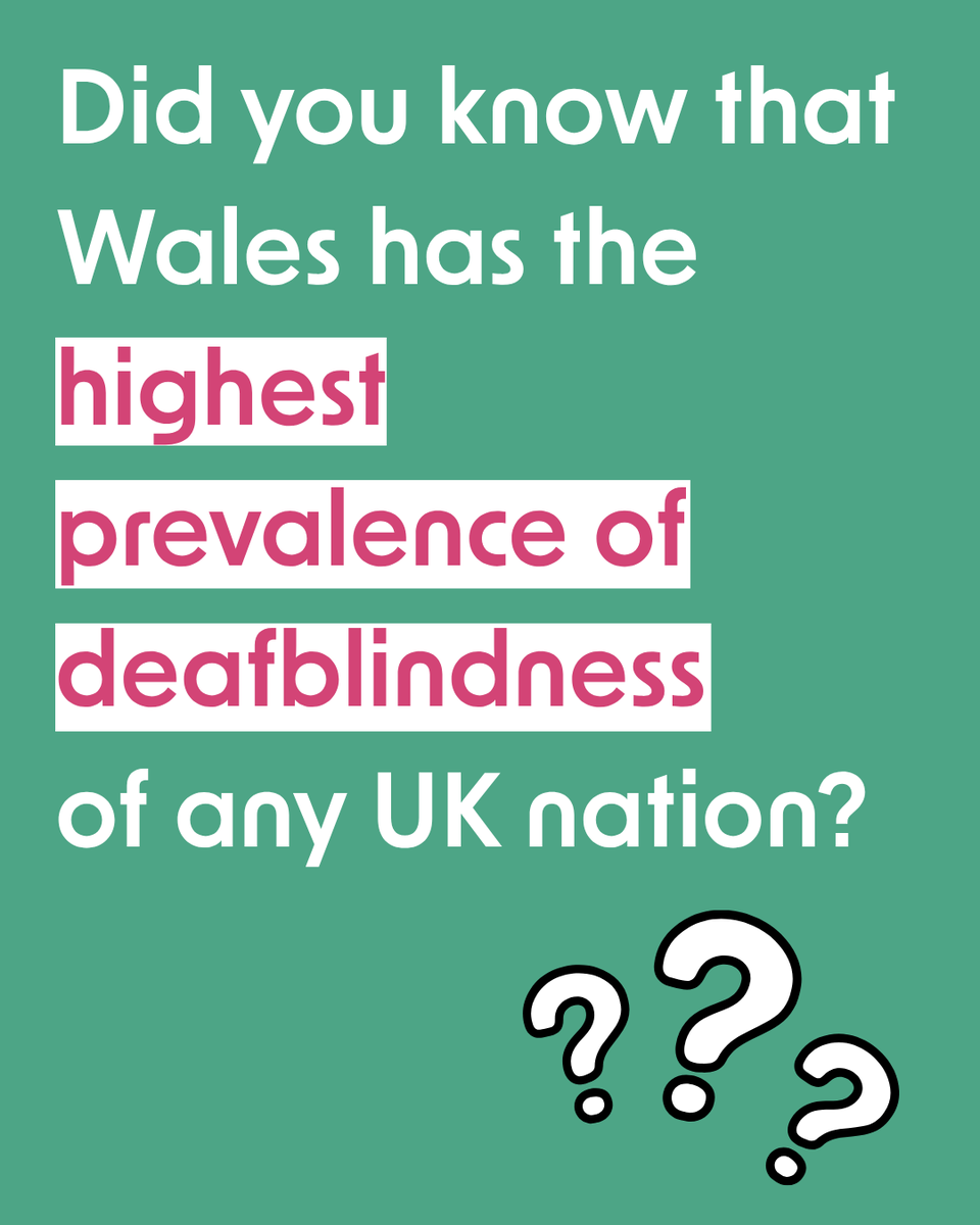 DeafblindUK's tweet photo. Did you know that Wales has a higher prevalence of deafblindness than any other UK nation?

With Senedd elections coming up on 7 May, we’ve been calling on candidates to advocate for change that will enable deafblind people across Wales to thrive.

Read our manifesto👇

https://t.co/lZTYFqK1z3

Image Description - White and pink text on a green background with three question mark items in the bottom right-hand corner reads 'Did you know that Wales has the highest prevalence of deafblindness of any UK nation'