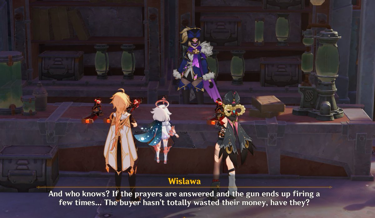 pairedblessings's tweet photo. So the Fatui officer is selling scrap muskets? Why do I get a feeling someone is going to be scammed hard for this one lmao. https://t.co/lFGbs9o4hD