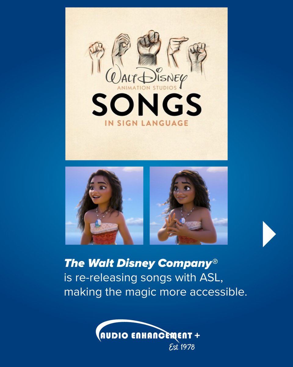AudioEnhancemnt's tweet photo. The Walt Disney Company is rereleasing songs with ASL, turning music into something students can see and feel. A strong reminder for schools: when communication improves, engagement follows. Ready to bring more clarity to your classrooms? https://t.co/rgncNYXgHC