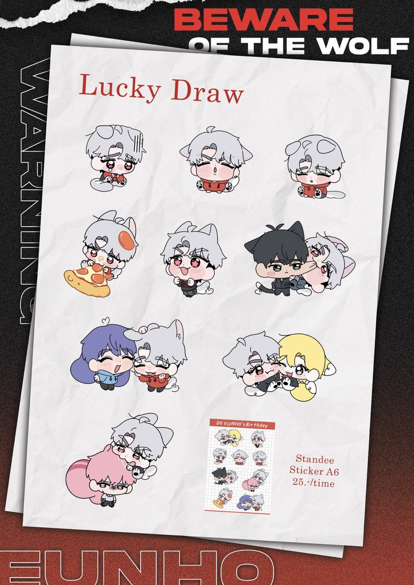 ⚠️ Lucky Draw Preview

ผู้เข้าร่วมปาร์ตี้สามารถร่วมสนุก
กับจุ่ม Lucky Draw ภายในงานได้

โดยมี
- Eunho little wolf Standee 5 แบบ
- Eunho little wolf &amp; friends Standee 4 แบบ
- Eunho little wolf Sticker 1 แบบ

ราคา 25.-/จุ่ม

──── ⋆⋅☼⋅⋆ ──── 
#RedMoonParty_EH #PLLIมาเฟ่