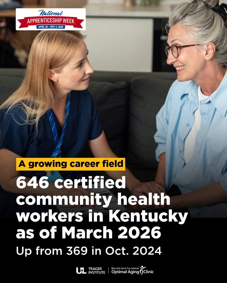 TragerInstitute's tweet photo. Community health workers are vital members of a health care team. With 646 certified in KY, CHWs are growing fast, with a projected increase of 11% by 2034. Our program grads are joining the ranks of new health leaders, promoting community health across the state. #NAW2026 https://t.co/BUJXMEtBFH