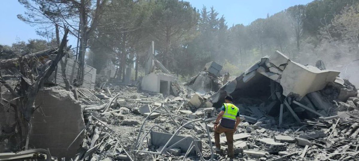 They’re dropping bombs near the hospital in Tebnine, South Lebanon