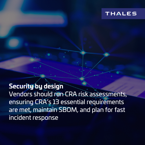 ThalesDigiSec's tweet photo. The EU Cyber Resilience Act is changing how #IoT vendors handle #security 🔒 

It applies to anyone selling software or hardware into the EU. 

Does that include you? See how Thales helps keep IoT projects compliant 👇 
https://t.co/pvuPedOQc0 https://t.co/rReYFI59zl