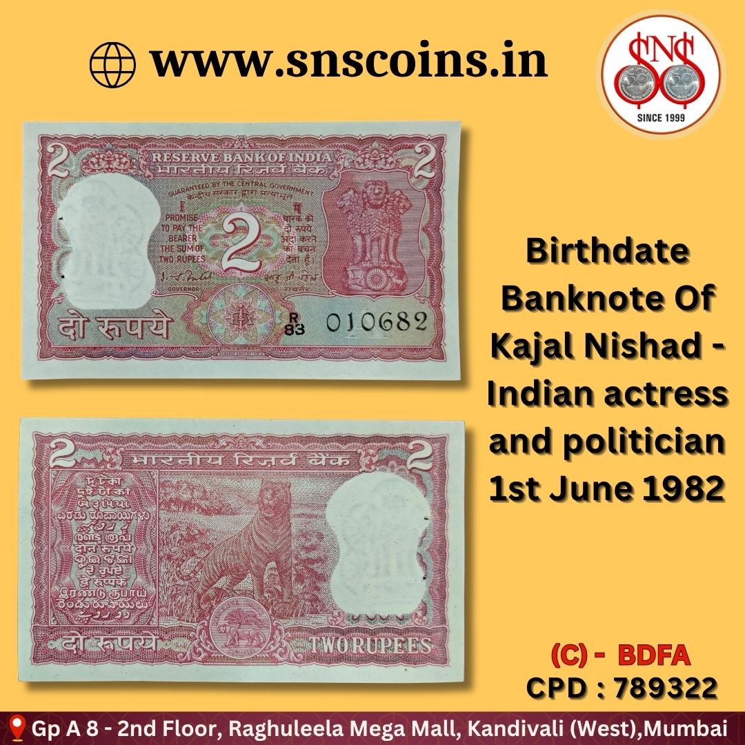 sns_coins6055's tweet image. Birthdate Banknote Of Kajal Nishad - Indian actress and politician 1st June 1982
For online purchase visit
👇
snscoins.in / snscoins.online
#numismatist #coincollecting #collection #SNSCoins #Numismatics IndianCoins coin snscoins