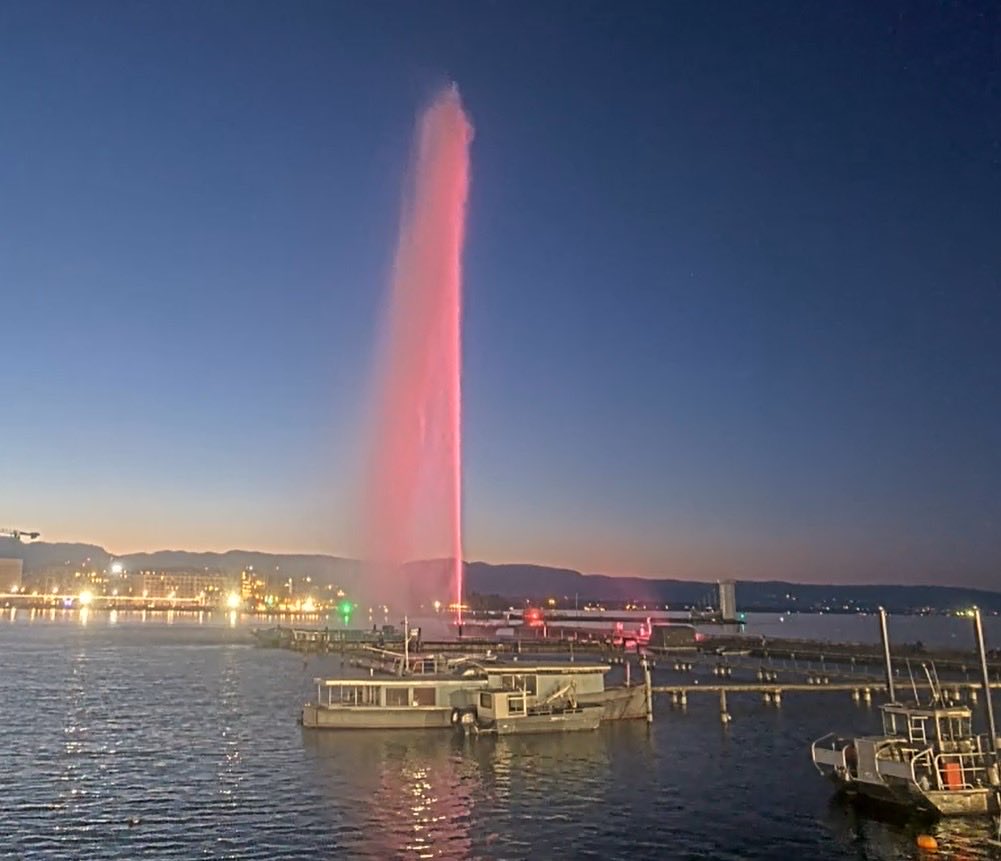 DrTedros's tweet image. Thank you, #Geneva, for illuminating the Jet d’Eau to mark #WorldImmunizationWeek.

The greatest gift we can offer any people at any age is protection from disease through vaccines, helping them safeguard themselves, their loved ones, and generations to come.

For every