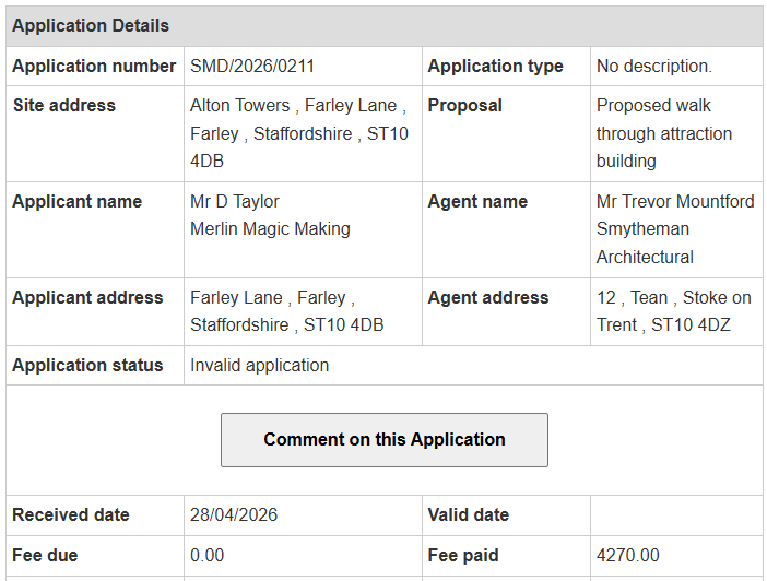 TowersTimes's tweet photo. Alton Towers have submitted a planning application for a “proposed walk through attraction building” 👇 https://t.co/VJ2GtnWbXU