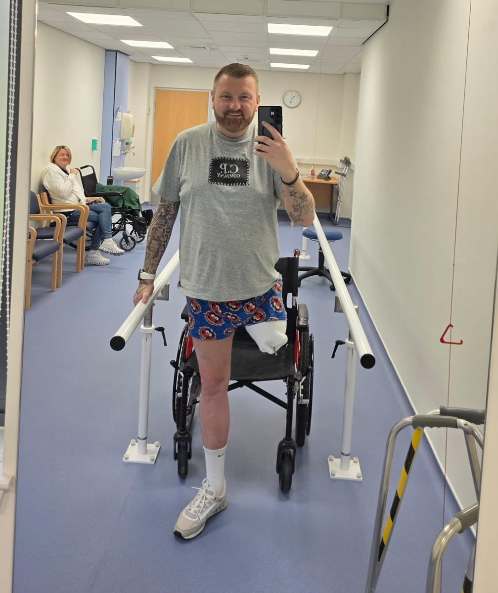 JMeeksJourney's tweet photo. No rest when you’re living with #NETcancer. Johnnie’s update today from the prosthetics clinic! Looking good Mr Meeks! Keep up the good work! 🦓🤍🖤 https://t.co/JppHU6IqVo