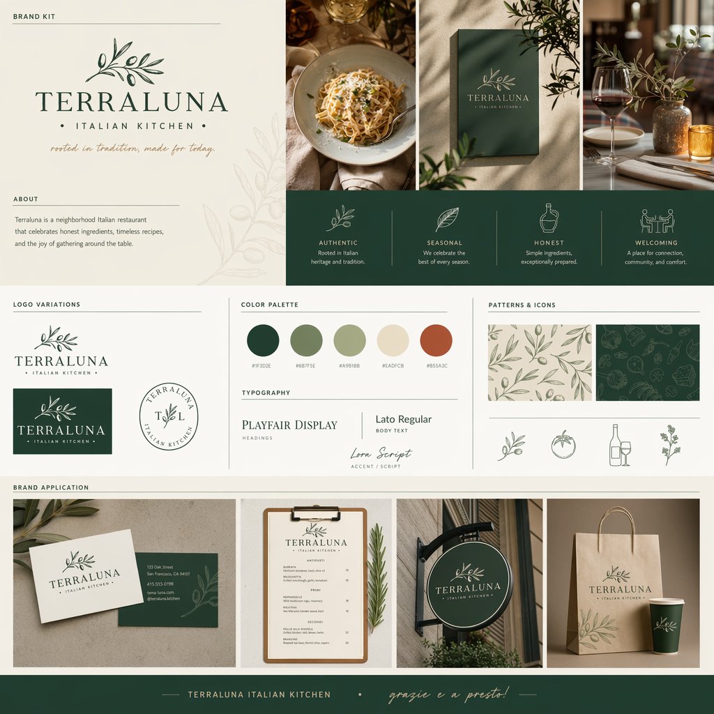 Italian Restaurant Brand Kit Board