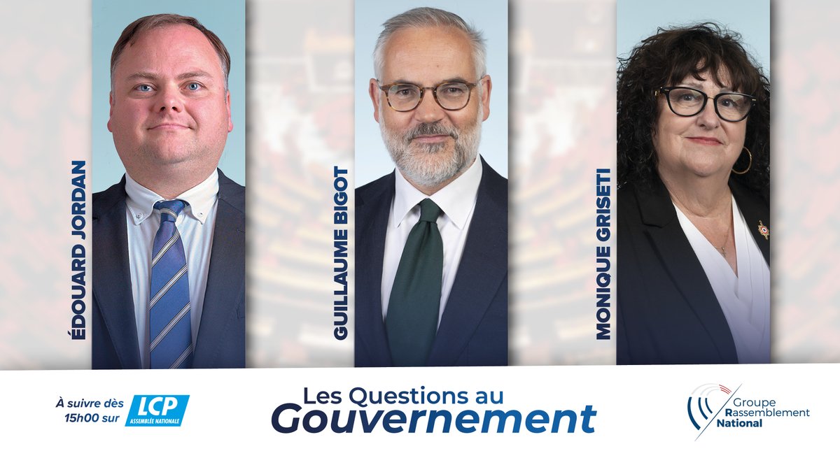 groupeRN_off's tweet photo. Dans quelques instants, retrouvez nos députés pour la séance de Questions au Gouvernement :

- @EdouardJorr1
- @Guillaume_Bigot 
- @MoniqueGriseti 

À suivre en direct sur : https://t.co/N23aUEwwD0 https://t.co/tY3rem0bEq