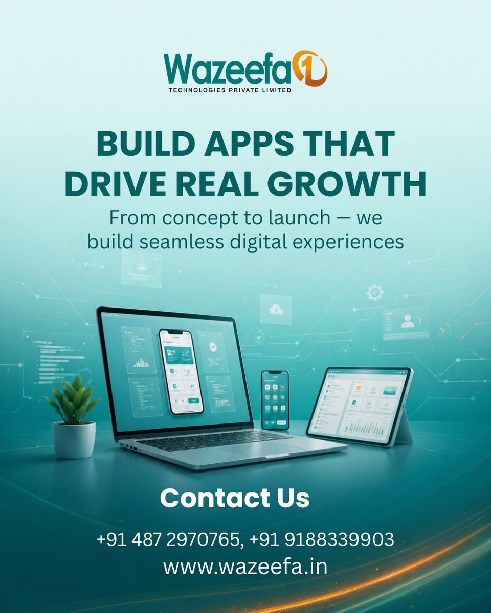 Wazeefa1India's tweet image. Build smarter apps that drive real growth 🚀
From concept to launch, we create seamless mobile experiences.
🌍 wazeefa.in/mobile-applica…

#AppDevelopment #TechGrowth