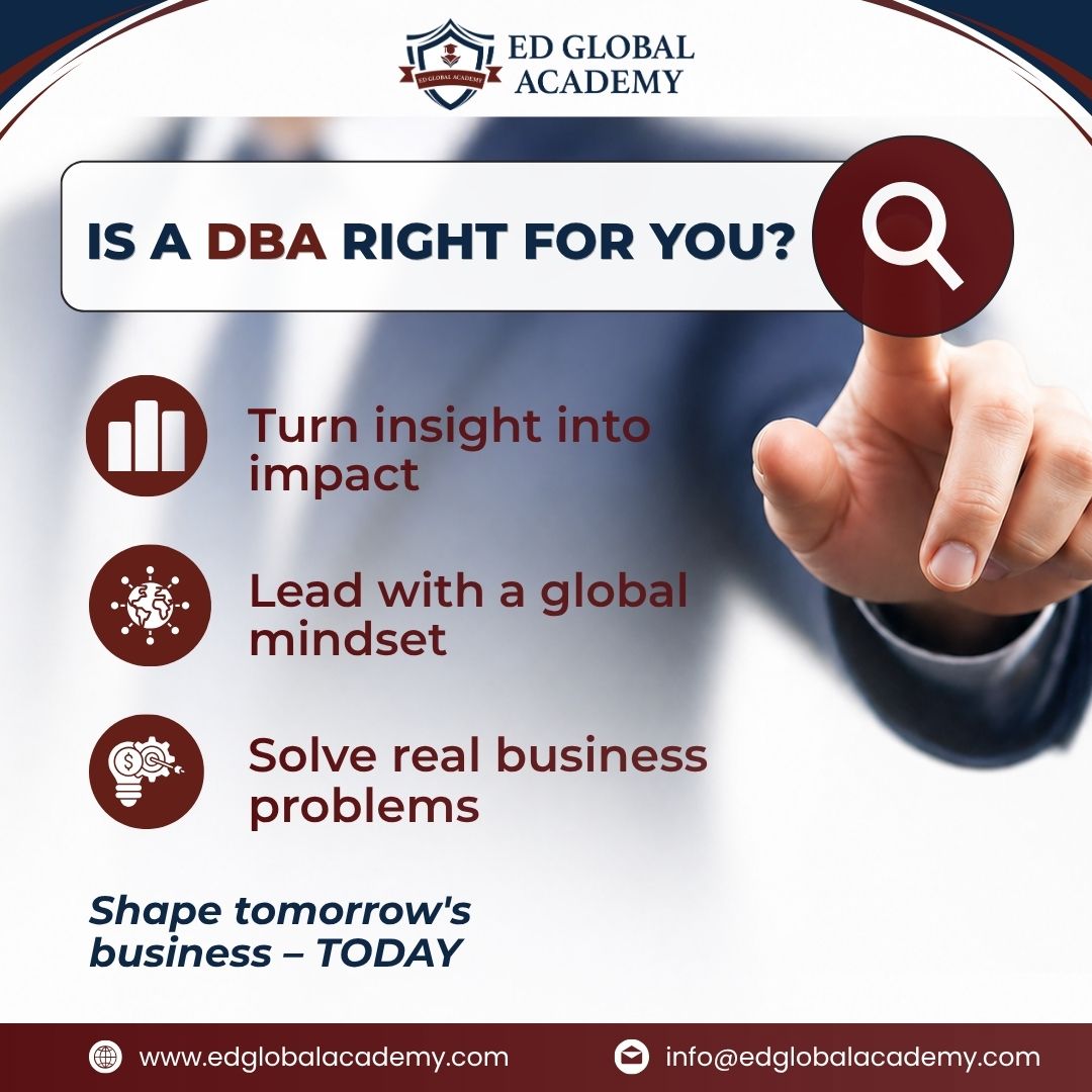 edglobalacademy's tweet image. Not sure if a DBA is right for you?

It’s not just a degree, it’s a leadership upgrade.

👉 Learn more:
 edglobalacademy.com

#DBAProgram #CareerUpgrade #BusinessLeaders #DoctorateJourney #GlobalMindset #ProfessionalGrowth #EDGlobalAcademy