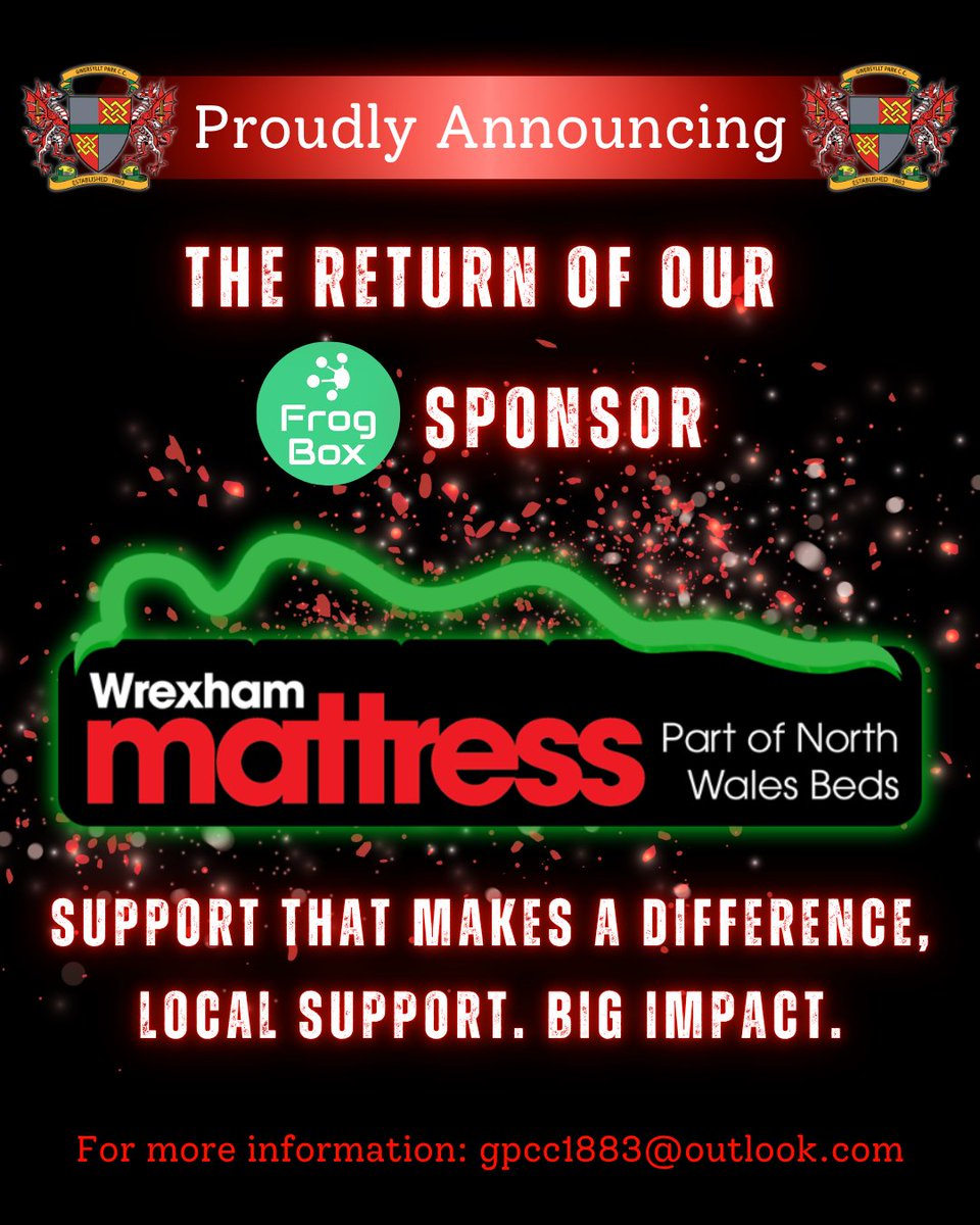 GwersylltParkCC's tweet image. 🔴⚫ Welcome back, North Wales Beds! ⚫🔴

Proud to have them sponsoring our FrogBox again in 2026 🏏🎥

Catch all senior home games LIVE on our YouTube 👇
youtube.com/@gwersylltpark…

#ThankYou #LiveCricket #GwersylltParkCC