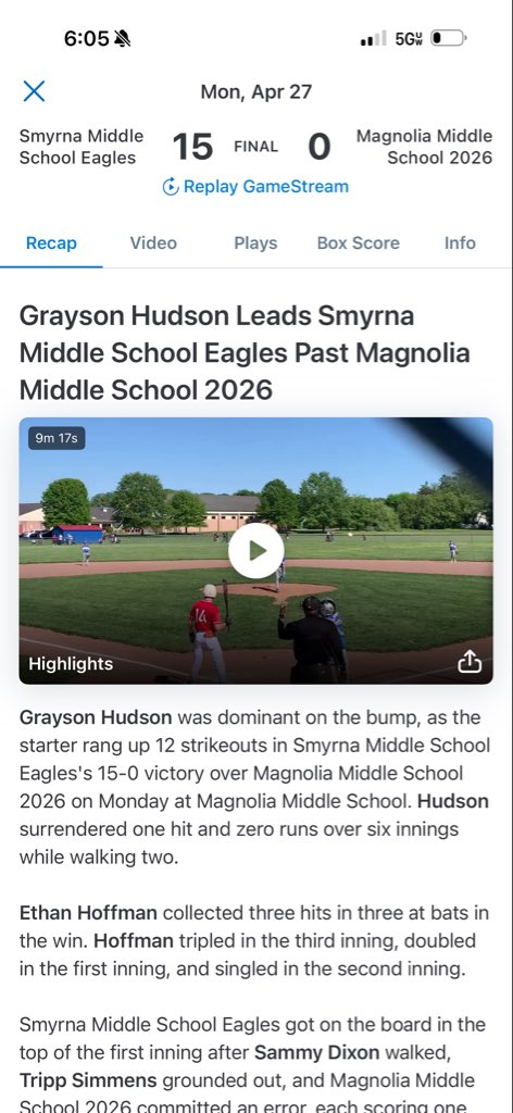 Grayson17onaces's tweet photo. 12 strikeouts on one hit through six shutout innings and 3/4 at the plate. https://t.co/ejLZ66WYj8