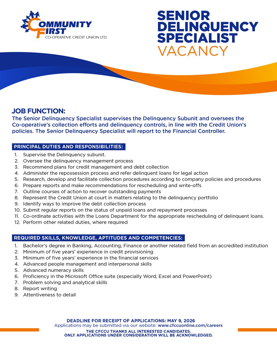 We're hiring! Apply at cfccuonline.com/careers today and start your journey in a great institution today!