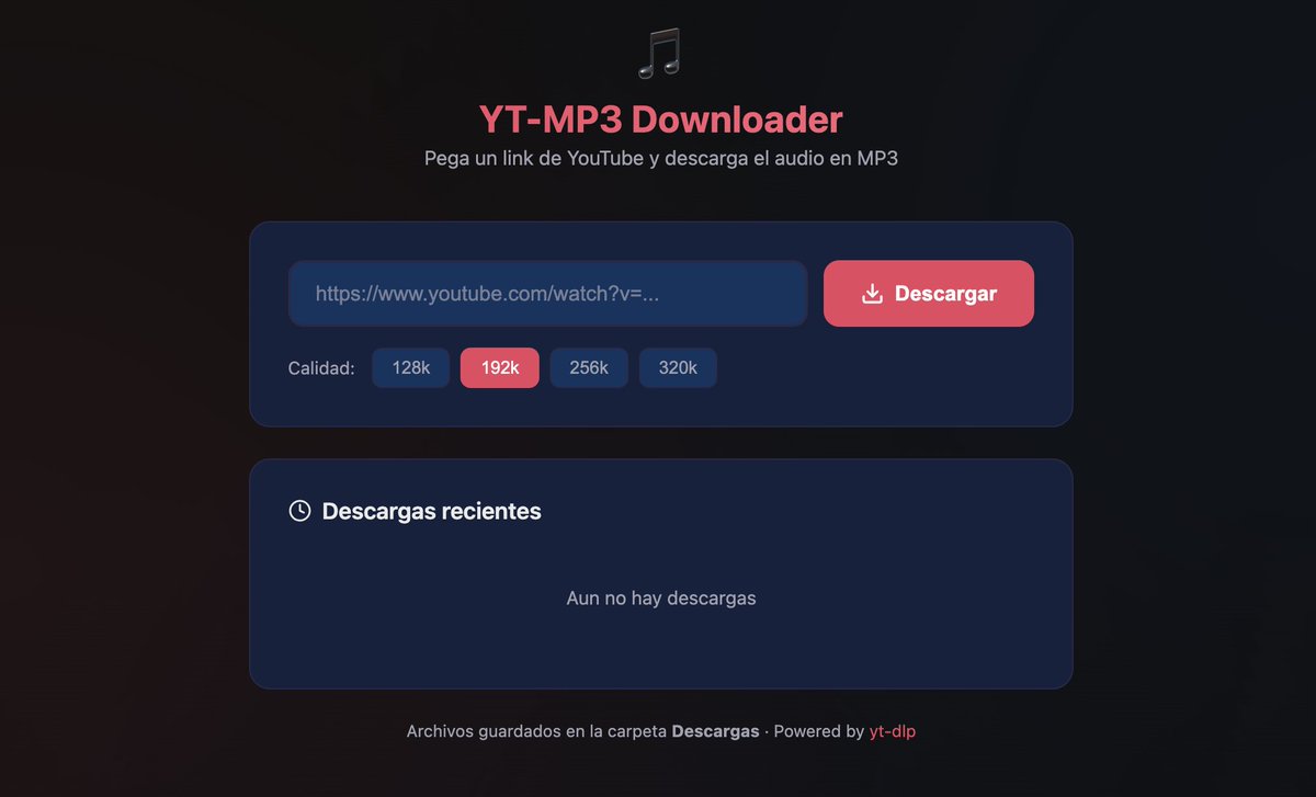 gezeeq's tweet photo. Voy a comenzar a mostrarles todos los proyectos que realicé con @cursor_ai 

Todo vibecoding.

Siempre fuí audio visual y unos de mis primeros proyectos fué un downloader de audios de forma local. Sin esos ADs molestos. Utilicé yt-dlp. https://t.co/cHENGOzXnh