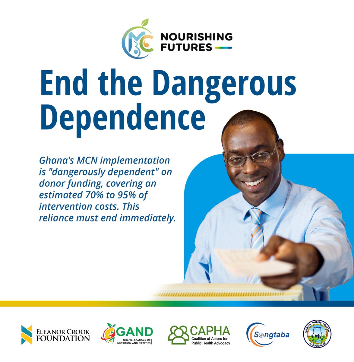 OfficialGAND's tweet photo. Up to 95% of Ghana’s nutrition programmes rely on donor funding.

That’s not sustainable. We must strengthen domestic investment to protect maternal and child health long-term.

Share this and advocate for a self-reliant nutrition system.

#NourishingFutures #InvestInNutrition https://t.co/0xemu0sP3e