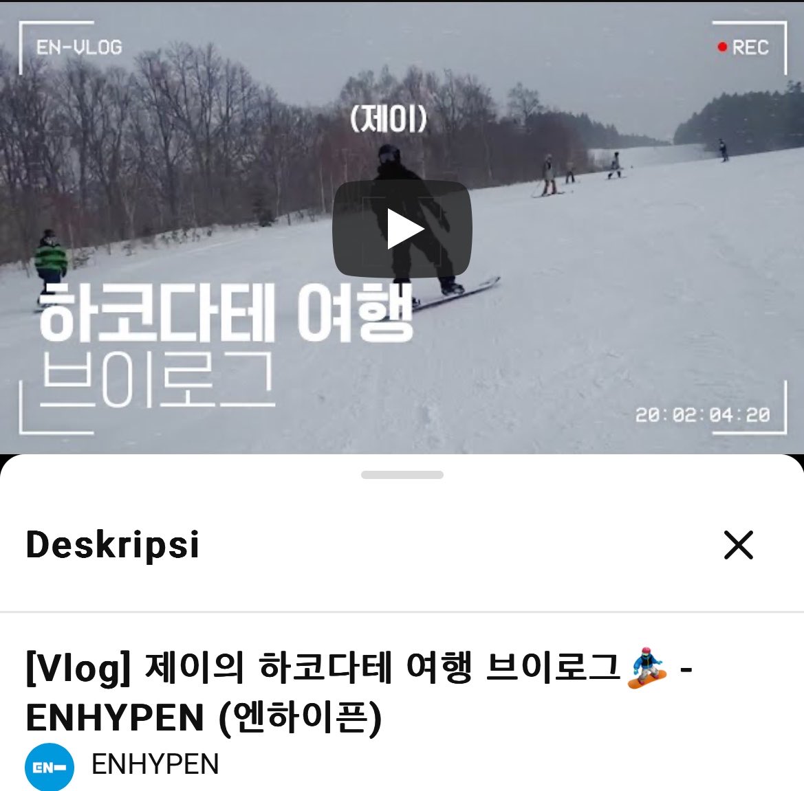 Bluejays_INA's tweet image. 260428 | YOUTUBE

[Vlog] Diary bertahan hidup (?) di Jepang 📹
Naik papan seluncur salju juga di Hakodate 🏂
Menjelajahi tempat makan rekomendasi 🍱🍔🍜
Bersama orang-orang spesial,
Vlog perjalanan Jay di Hakodate

📎 (youtu.be/y8KuzCaRpo8)

#제이 #JAY #ジェイ #엔하이픈_제이