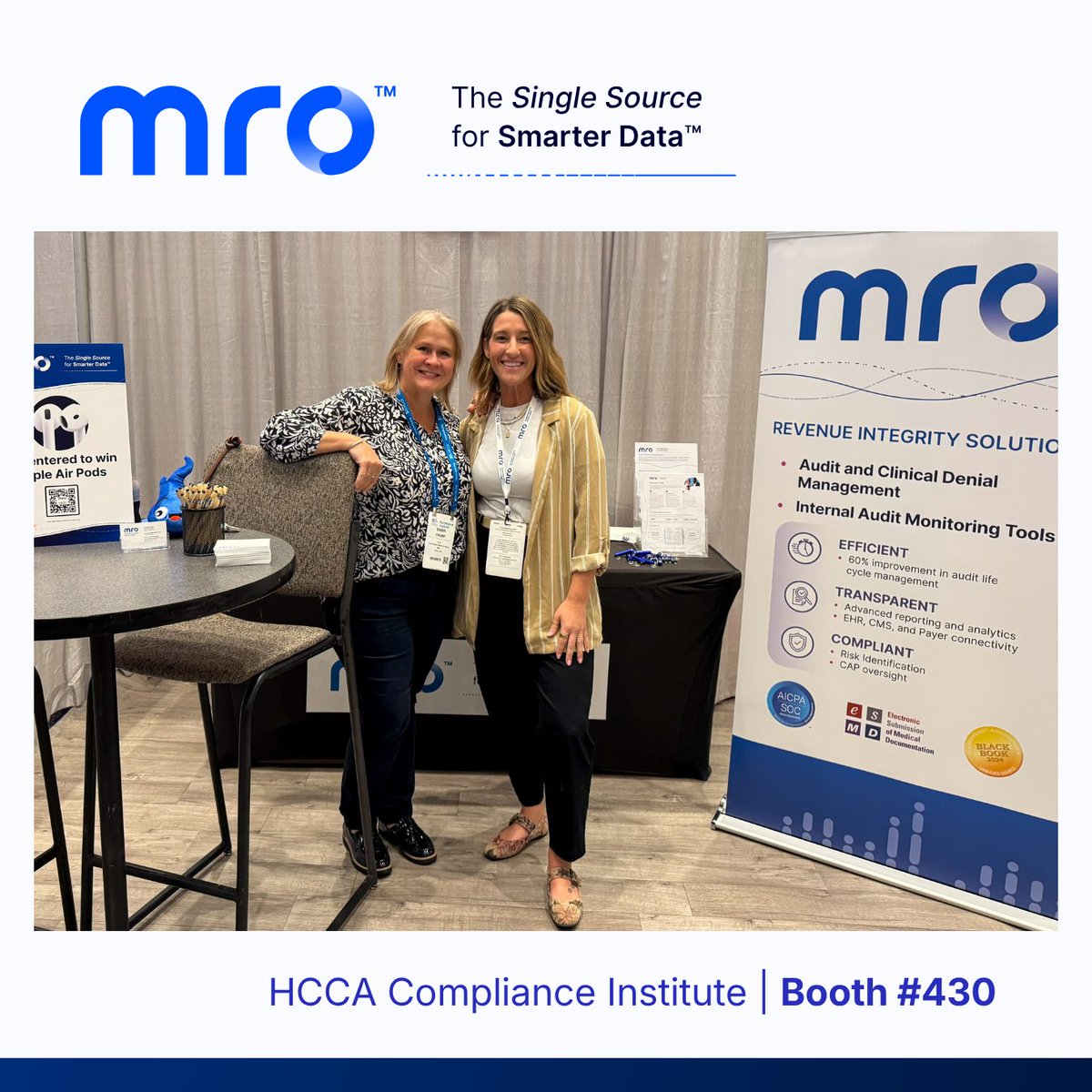 MoWa950's tweet image. Excited to be at the HCCA Annual Compliance Institute, Booth 430! @MROCorp is connecting on how compliance and revenue integrity work together to reduce risk and strengthen performance—with smarter data and workflows. okt.to/AEV7ZK
#HCCAci #Compliance #RevenueIntegrity
